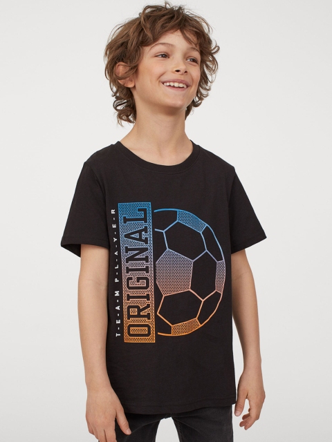 

H&M Boys Black & Blue Printed Round Neck T-shirt