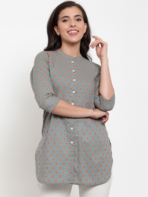 

Indibelle Women's Grey & Orange Printed Tunic