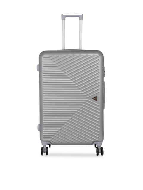 

Teakwood Leathers Unisex Silver-Toned Textured Hard-Sided Large Trolley Suitcase