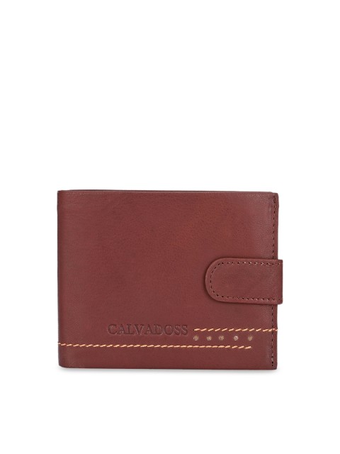 

Calvadoss Men Brown Solid Premium Leather Two Fold Wallet