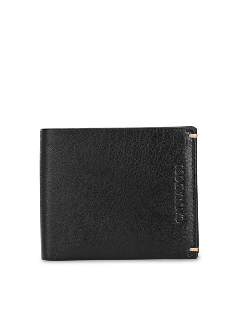 

Calvadoss Men Black & Tan Solid Two Fold Wallet