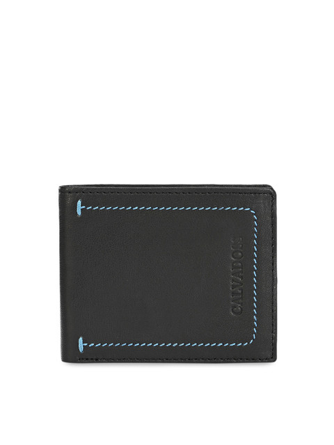 

Calvadoss Men Black Solid Leather Two Fold Wallet