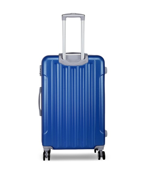 

Teakwood Leathers Unisex Blue Textured Hard-Sided Large Trolley Suitcase