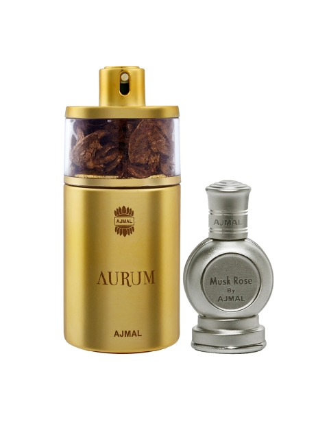 

Ajmal Set of 2 Aurum EDP Fruity Floral Perfume & Musk Rose CP Oil Floral Attar, Multi