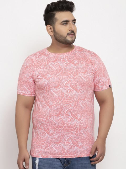 

Rodzen Men Pink Printed Round Neck T-shirt