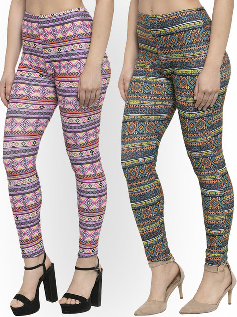 

KLOTTHE Women Pack Of 2 Printed Ankle-Length Leggings, Pink