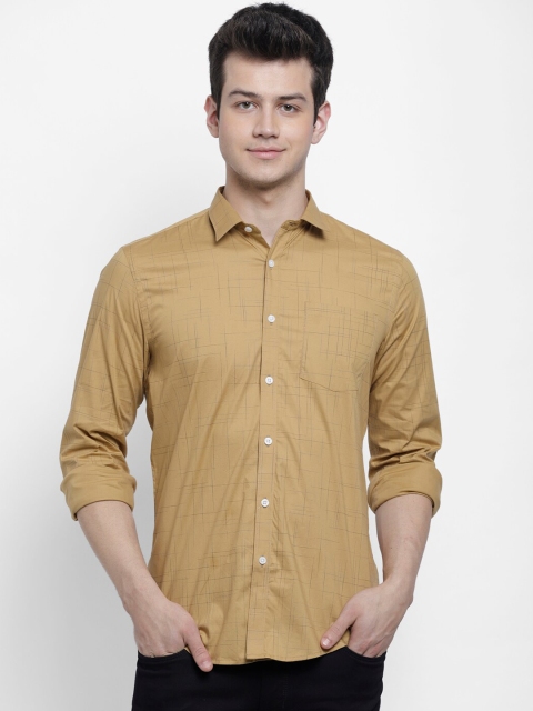 

cape canary Men Khaki-Brown Regular Fit Printed Casual Shirt