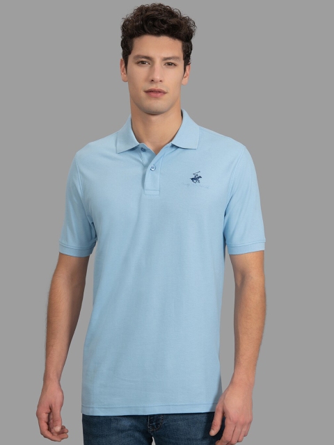 

Beverly Hills Polo Club Men Blue Solid Polo Collar T-shirt