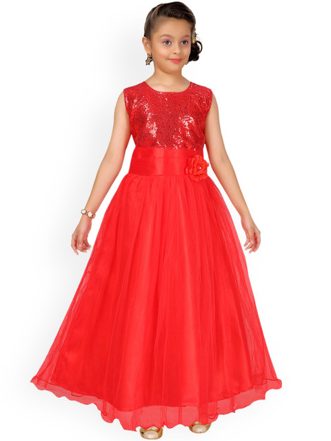

Aarika Girls Red Embellished Fit and Flare Dress
