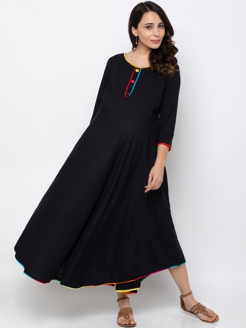 

MomToBe Women Black Solid Fit and Flare Maternity Dress