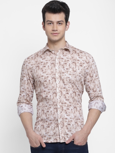 

cape canary Men White & Beige Regular Fit Printed Casual Shirt