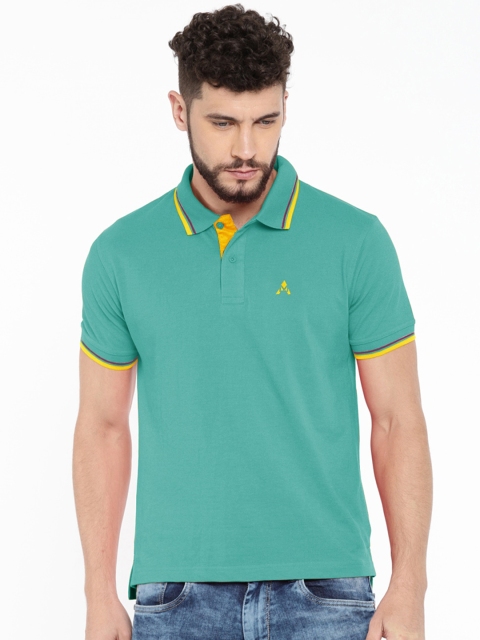 

ACTIMAXX Men Green Solid Polo Collar Pure Cotton T-shirt