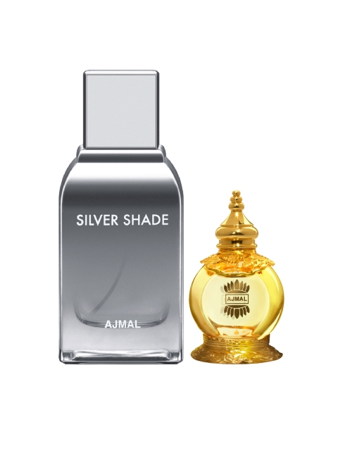 

Ajmal Unisex Set of 2 SilverS EDP Perfume for skin 100ml & Mukhallat Al Wafa Attar 12 ml, Multi