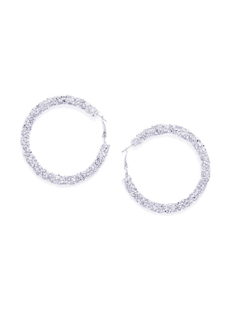 

Golden Peacock Silver Circular Hoop Earrings