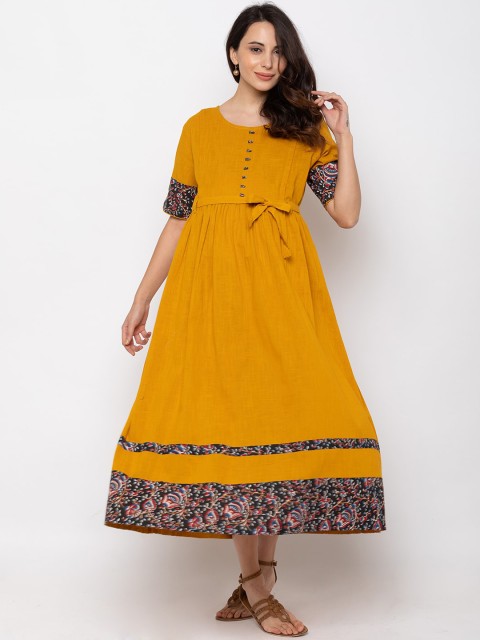 

MomToBe Women Yellow Solid Maternity Fit and Flare Dress