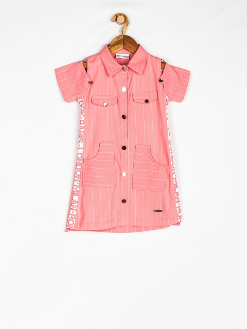 

Peppermint Girls Peach-Coloured Striped Shirt Dress