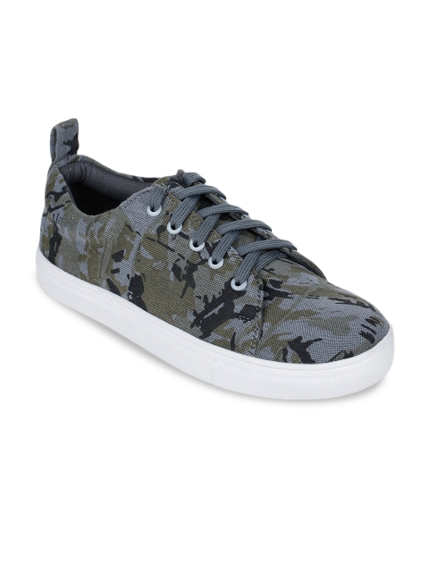 

Bruno Manetti Women Grey & Green Printed Sneakers
