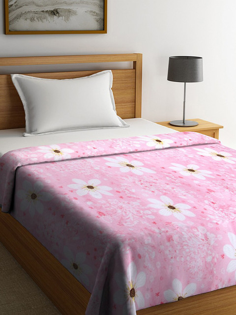 

Portico New York Pink & White Floral AC Room 110 GSM Single Bed Blanket
