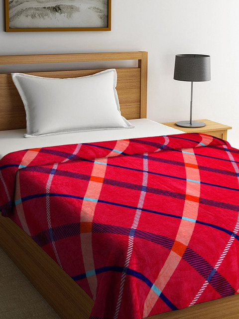 

Portico New York Red Geometric AC Room 110 GSM Single Bed Blanket