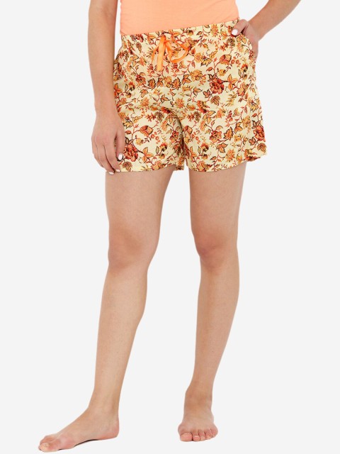 

Heart 2 Heart Women Yellow & Brown Printed Lounge Shorts