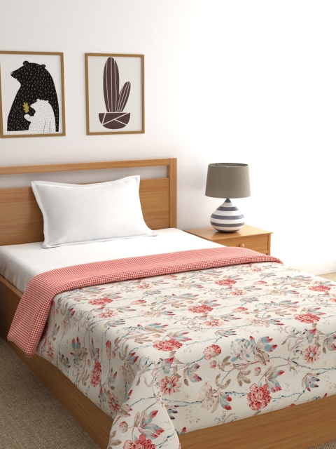 

Portico New York Beige & Red Floral AC Room 110 GSM Single Bed Dohar