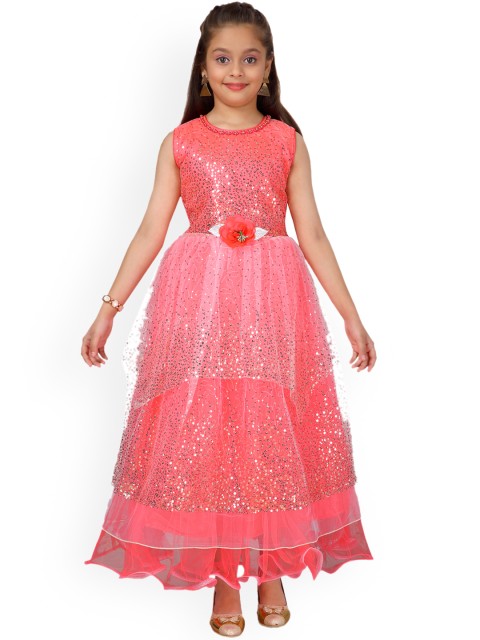 

Aarika Girls Coral Embellished Maxi Dress