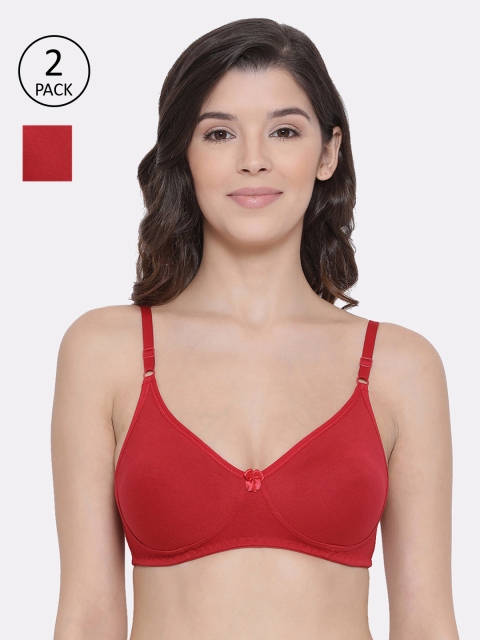 

Lux Lyra Red Set of 2 Solid Non-Wired Non Padded Everyday Bra LYRA_BRA_511_REDL
