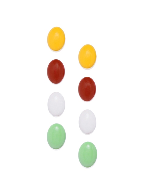 

Golden Peacock Multicoloured Set of 4 Oval Studs, Multi