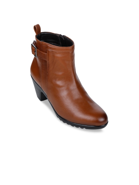 

Bruno Manetti Women Tan Brown Solid Heeled Boots