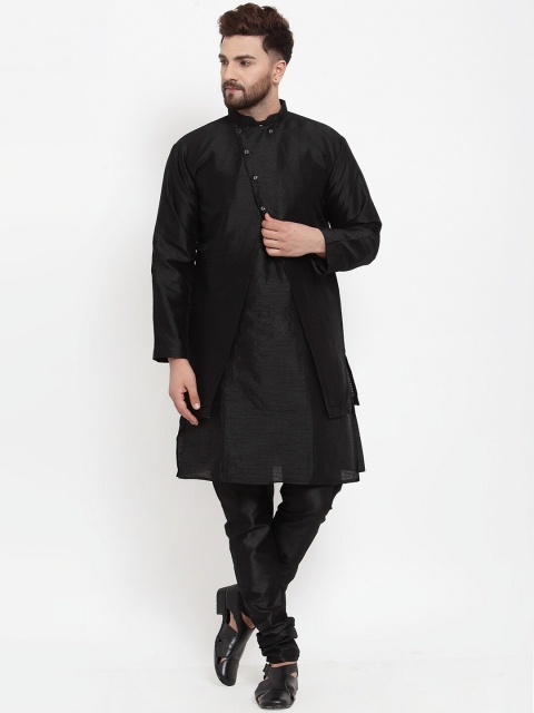 

Benstoke Men Black Solid Kurta with Churidar & Sherwani