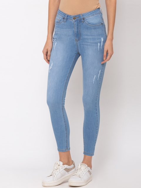 

TARAMA Women Blue Skinny Fit High-Rise Low Distress Stretchable Jeans