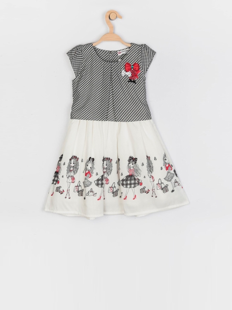 

Peppermint Girls Black & White Printed Fit and Flare Dress