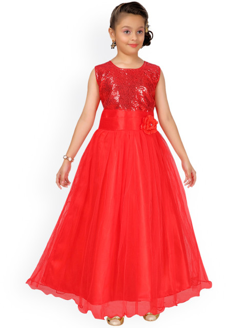 

Aarika Girls Red Embellished Fit and Flare Dress
