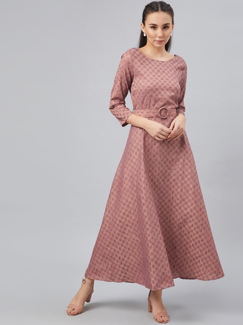 RARE ROOTS Women Mauve Self Design Maxi Dress