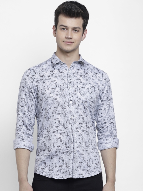 

cape canary Men Grey Regular Fit Printed Casual Shirt
