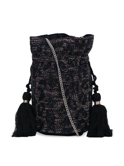 

Diwaah Black & Beige Embellished Potli Bag
