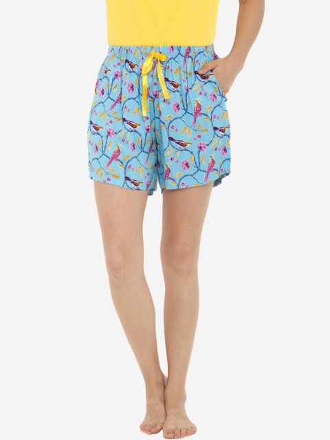 

Heart 2 Heart Women Blue & Pink Printed Lounge Shorts