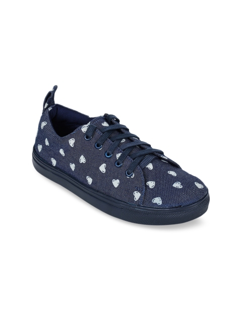 

Bruno Manetti Women Navy Blue & White Printed Sneakers