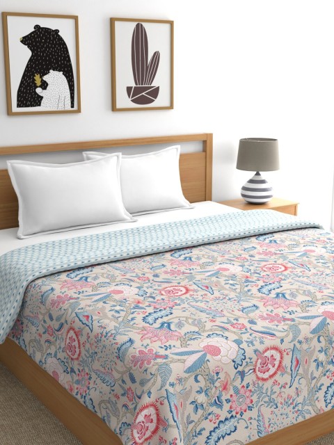 

Portico New York Pink & Blue Ethnic Motifs AC Room 110 GSM Double Bed Dohar