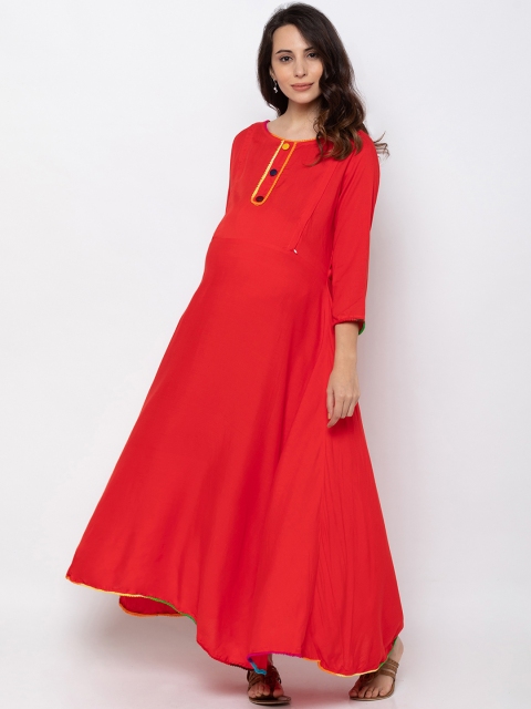 

MomToBe Women Red Solid Maxi Maternity Dress