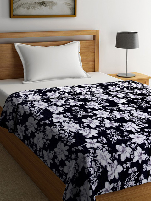 

Portico New York Black & Grey Floral AC Room 110 GSM Single Bed Blanket