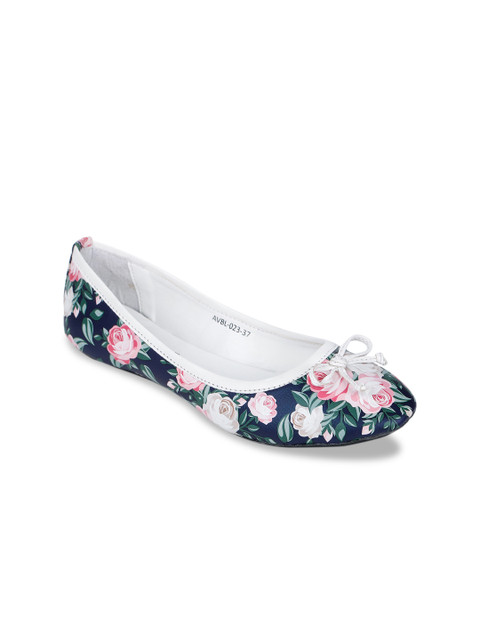 

Bruno Manetti Women Navy Blue & Pink Floral Printed Ballerinas