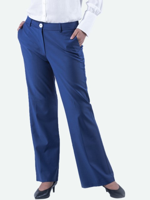 

QUA Women Blue Flared Solid Parallel Trousers