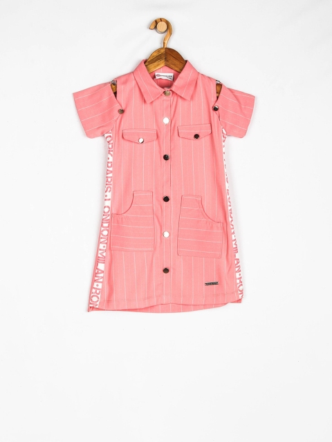 

Peppermint Girls Peach & White Striped Cold Shoulder Shirt Dress