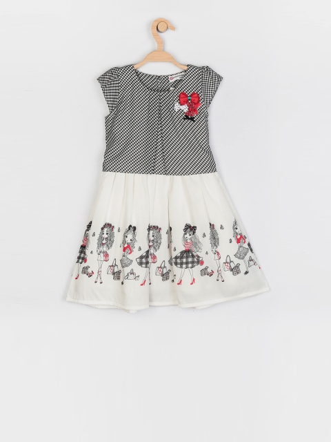 

Peppermint Girls Black Printed Fit and Flare Dress