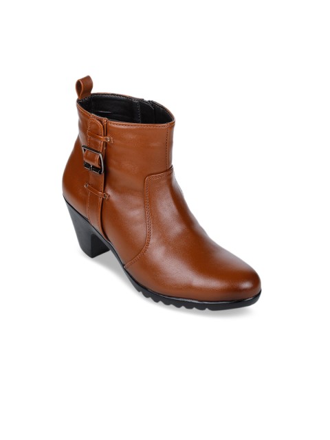 

Bruno Manetti Women Tan Brown Solid Heeled Boots