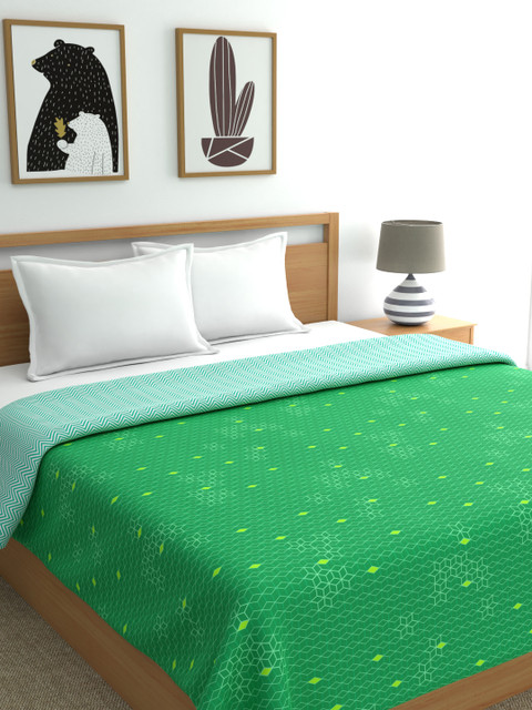 

Portico New York Green Geometric AC Room 110 GSM Double Bed Dohar