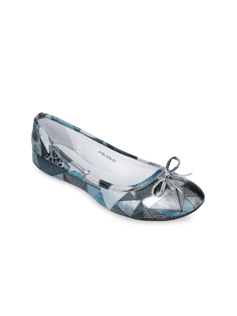 

Bruno Manetti Women Grey & Blue Printed Ballerinas