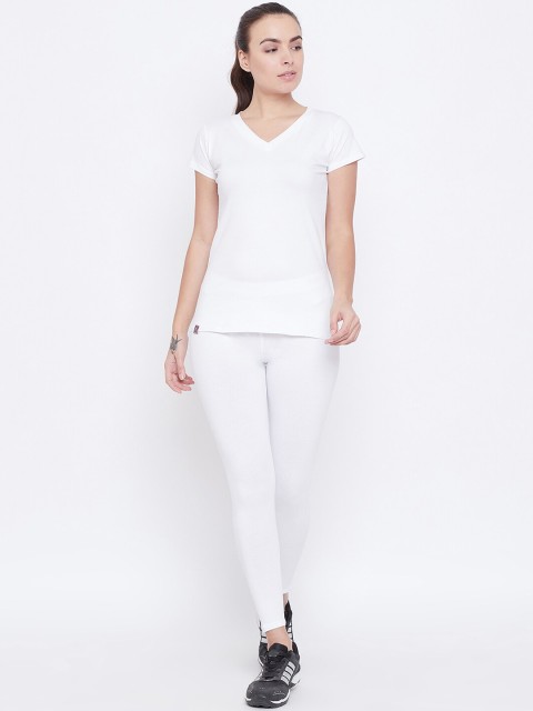 

ALIZA Women White Solid T-shirt with Leggings