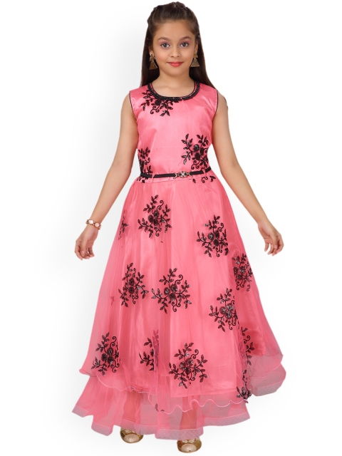 

Aarika Girls Pink & Black Embellished Maxi Dress